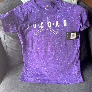 NWT Boys or Girls Air Jordan Psychic Purple splatter Tee L